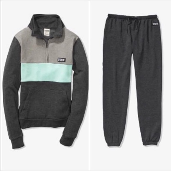 VS PINK Perfect Quarter Zip Pullover and Classic Pant Set Size L NWOT - Picture 1 of 9